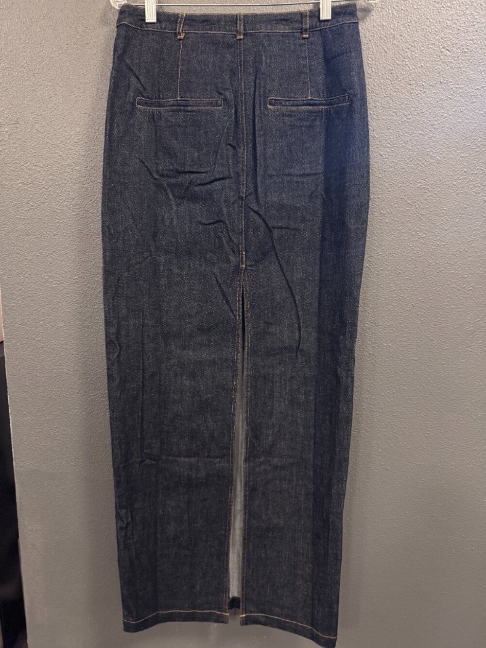Amanda Uprichard raw-hem denim column maxi skirt. - Picture 2 of 3